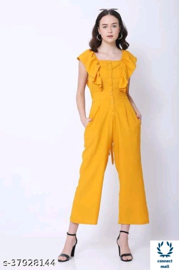 Classy Graceful Women Jumpsuits - S, Yellow, Crepe, pack of :1